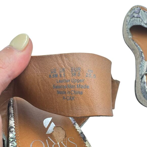 Franco Sarto Oak Metallic Leather Reptile Snake Platform Wedge Espadrille Sandal - Picture 9 of 10